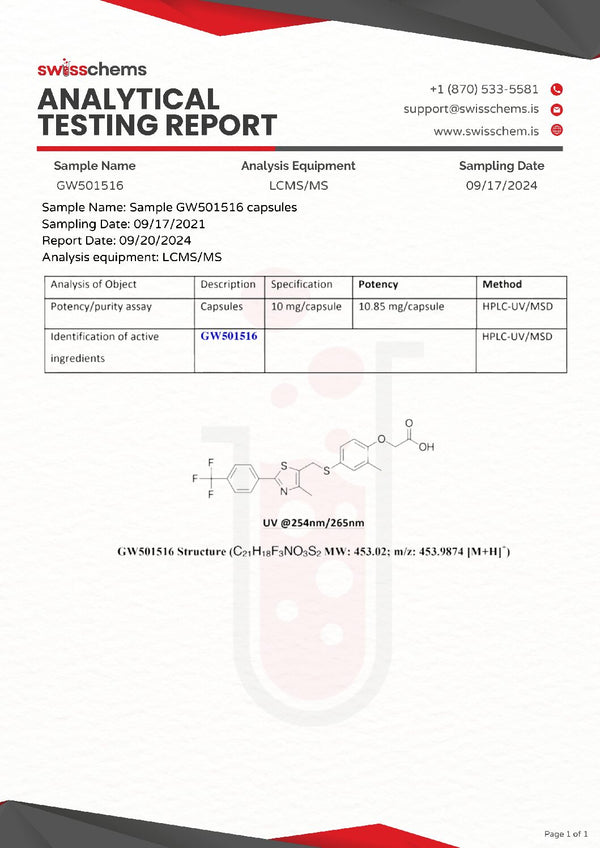 GW-501516 (Cardarine), 600mg (10mg/capsule)