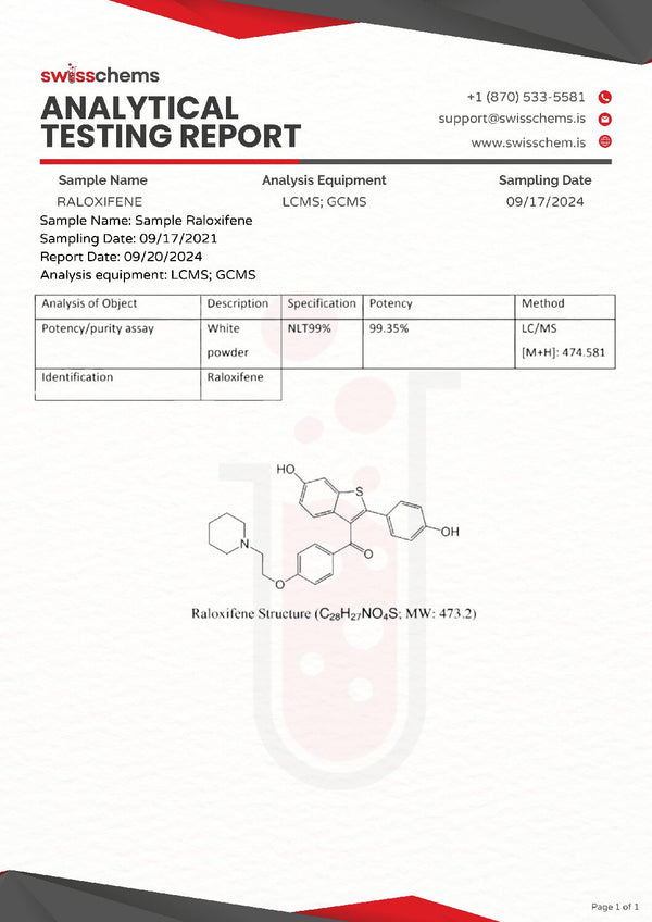 Raloxifene, 1200mg (20mg/capsule)